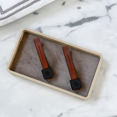 Towel loop clips square set black/medium brown