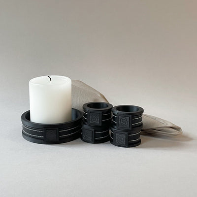London round candle holder - black/black
