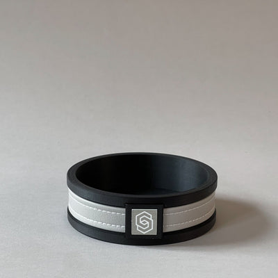 London round candle holder - black/beige