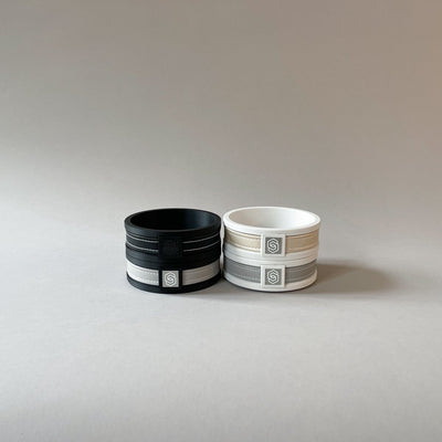 London round candle holder - white/gold