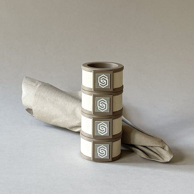 Rome fuzzy earth/sand napkin ring set of 4