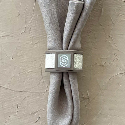 Rome fuzzy earth/sand napkin ring set of 4