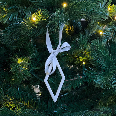 Christmas ornament flat diamond white/grey