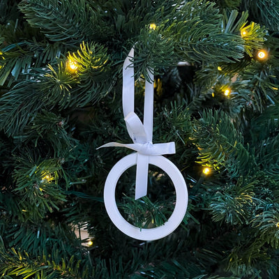 Christmas ornament flat circle white/grey