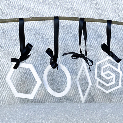 Christmas ornament flat hexagon white/black