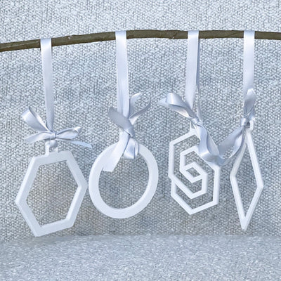 Christmas ornament flat hexagon white/grey