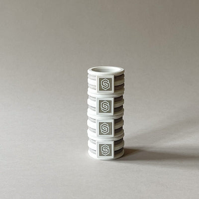 Hamptons white/grey napkin ring set of 4