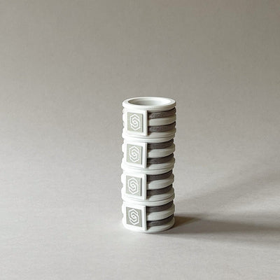 Hamptons white/grey napkin ring set of 4