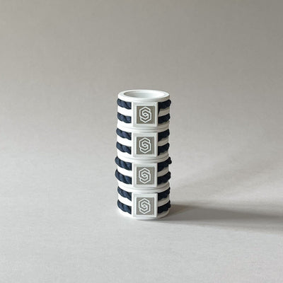 Hamptons white/navy napkin ring set of 4