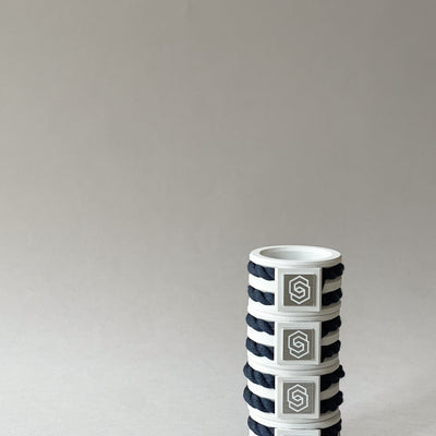 Hamptons white/navy napkin ring set of 4