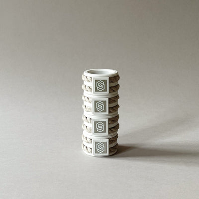 Hamptons white/sand napkin ring set of 4