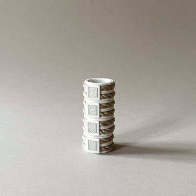 Hamptons white/sand napkin ring set of 4