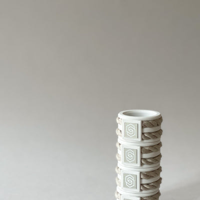 Hamptons white/sand napkin ring set of 4