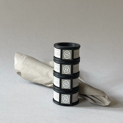 London black/beige napkin ring set of 4