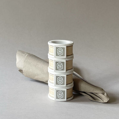London white/gold napkin ring set of 4