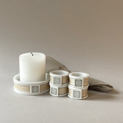 London white/gold napkin ring set of 4