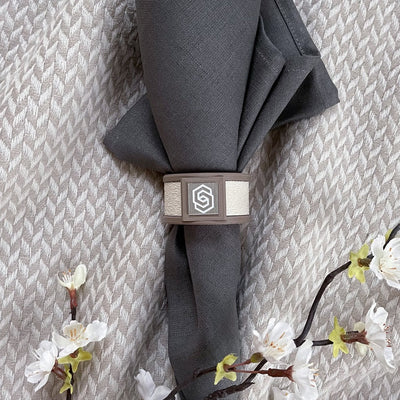 Rome fuzzy earth/sand napkin ring set of 4