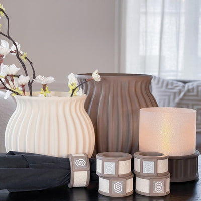 Rome fuzzy earth/sand napkin ring set of 4