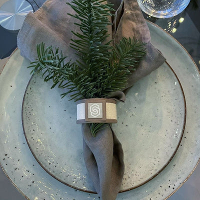 Rome fuzzy earth/sand napkin ring set of 4