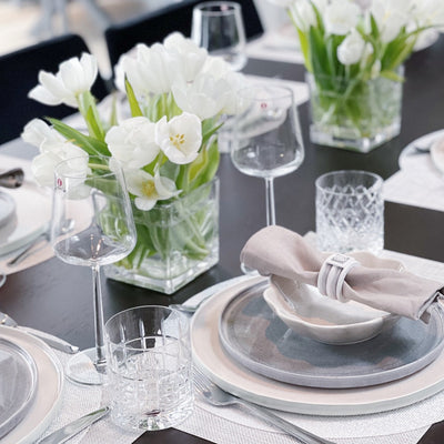 Stylecollectionhomenapkinringhamptonswhiteandgreyintablesetting