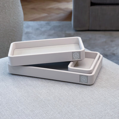 Trays with inlay - beige