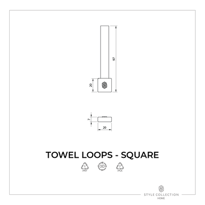 Towel loop clips square set black/medium brown