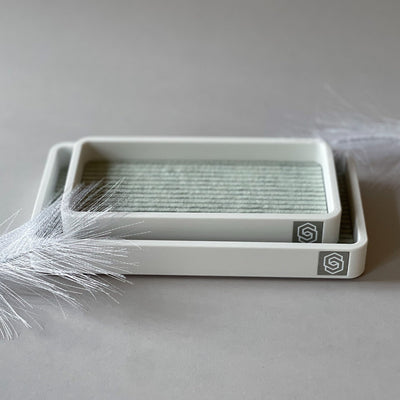 Tray with inlay - white/green