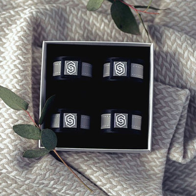 London black/beige napkin ring set of 4