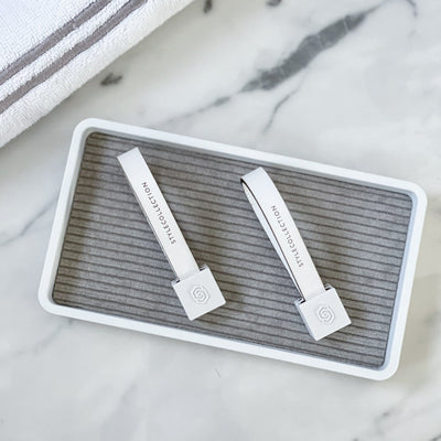 Towel loop clips square set white/white